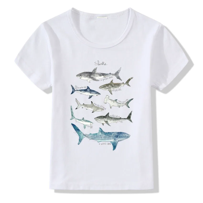 Summer Tops Boy Fashion Shark Printed T shirt for Child Harajuku Whale Design Short Sleeve Tops Baby Girls Summer T-shirt - Цвет: C2