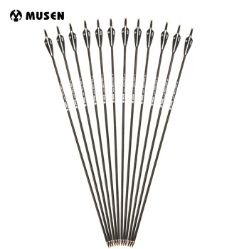 

30" 24 pcs/lot Black and White Color Mixed Carbon Arrow Spine 500 for Recurve/Compound Bows Archery K