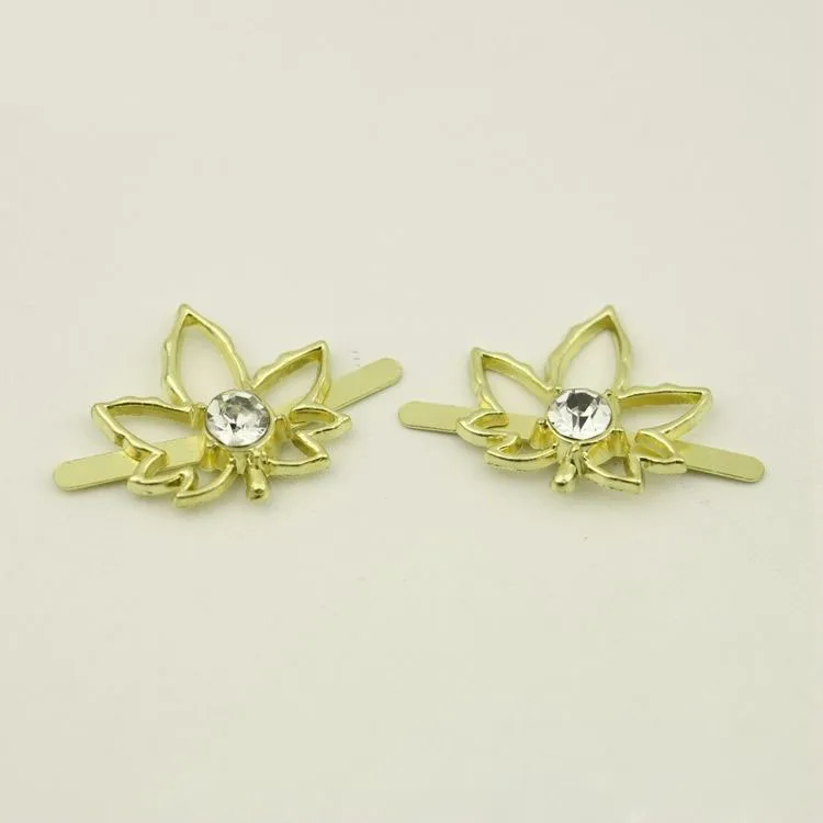 

20pcs/lot Luggage hardware accessories maple leaf shape with diamond decoration buttons hardware decoration accessories