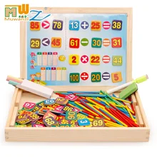 MWZ Wooden Math Toys for children Montessori  toys 100PCS Stickers and 100PCS sticker Digital Card  Learning Educational