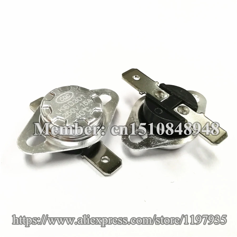 

Bimetal temperature temperature control switch KSD301 15A 250V 40 degrees 45 degrees 50 degrees Thermostat Normally Closed