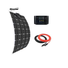 100 Вт Гибкая солнечная панель ячеек монокристаллический+ 10A ЖК-контроллер заряда+ 5 м Солнечный Кабель для лодок RV