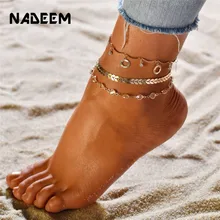 3 шт./компл. модные золотые цвета босиком Женские браслеты для щиколотки браслет на ногу ножной браслет ювелирные изделия