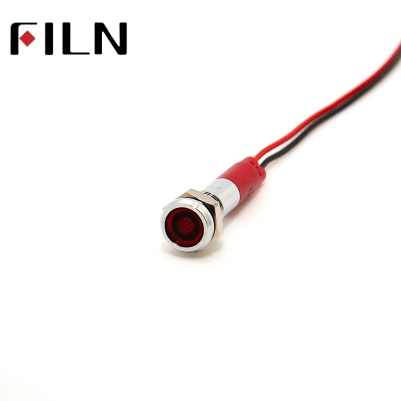 Filn 6 мм mini 3 v 5 v 6 12 24 v 220 светодиодный металлическая сигнальная лампочка без каблука сигнальная лампа красный цвет зеленый, синий orange белый с 20 см кабеля