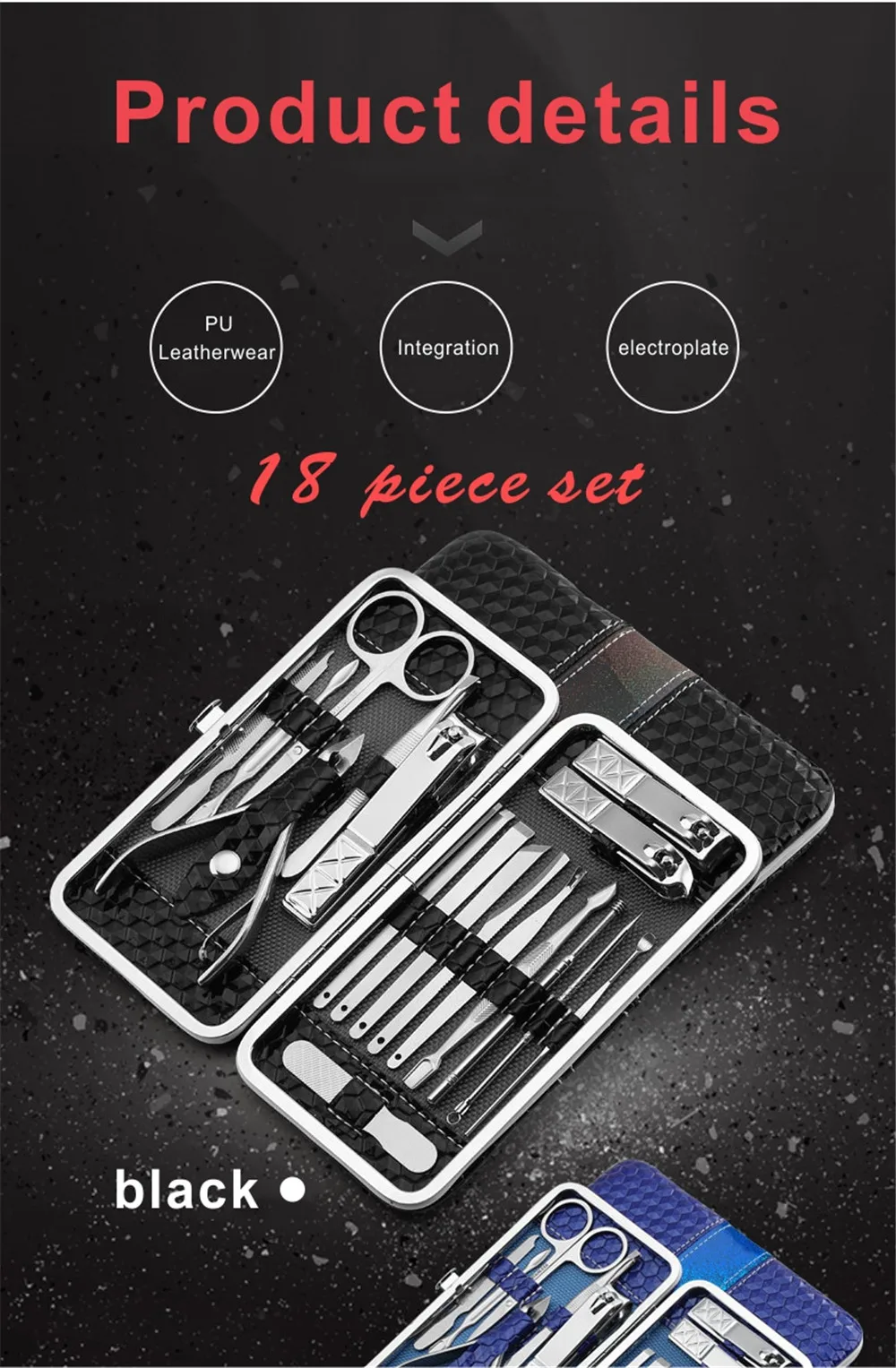 Conjunto de Manicure em Aço Profissional de Cortador de Unhas Ferramentas de Pedicure 18 em 1 Inoxidável Encravado Kit 9 Cheap Conjuntos e kits