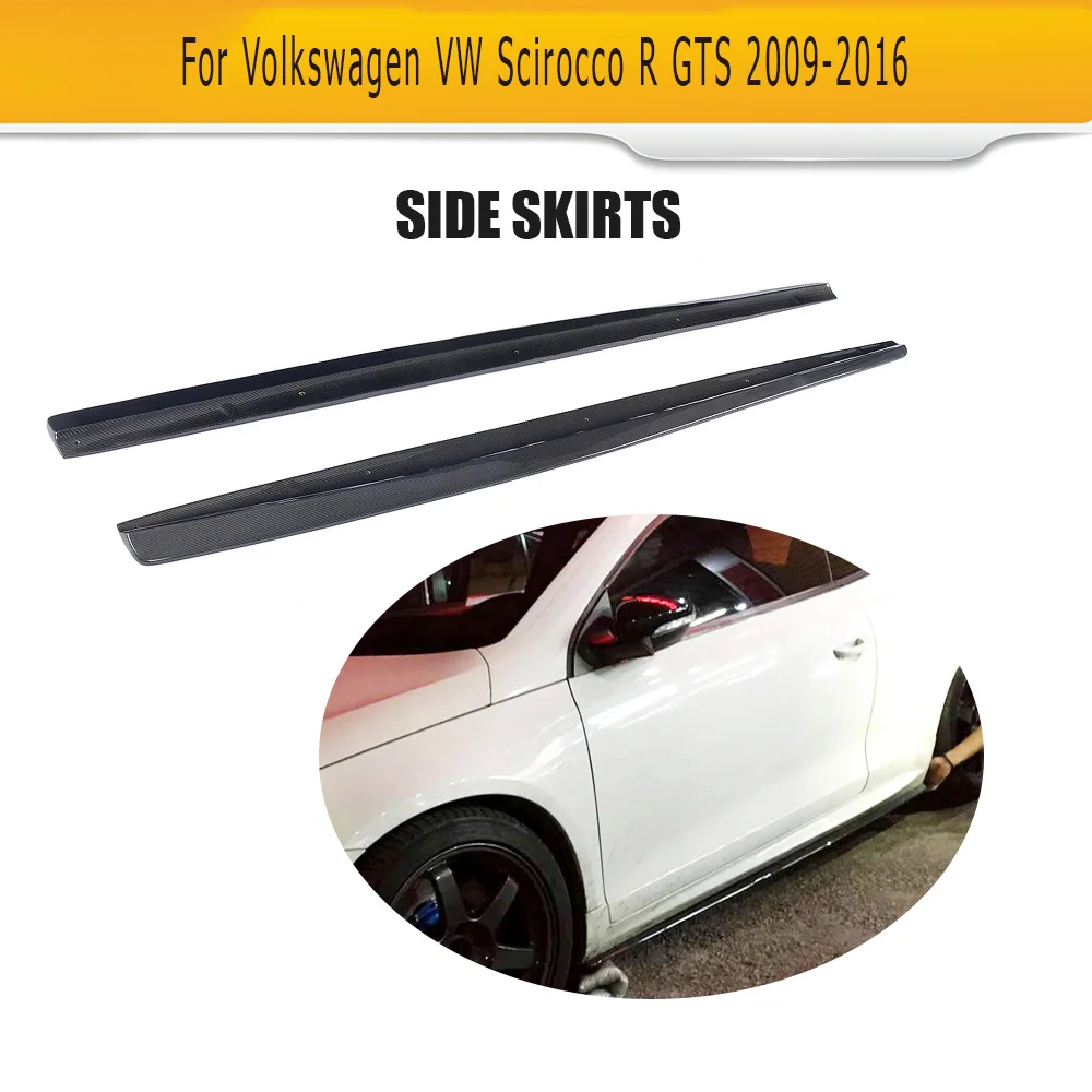 Углеродное волокно боковые юбки фартук для Volkswagen Scirocco R GTS 2009 2010 2011 2012 2013