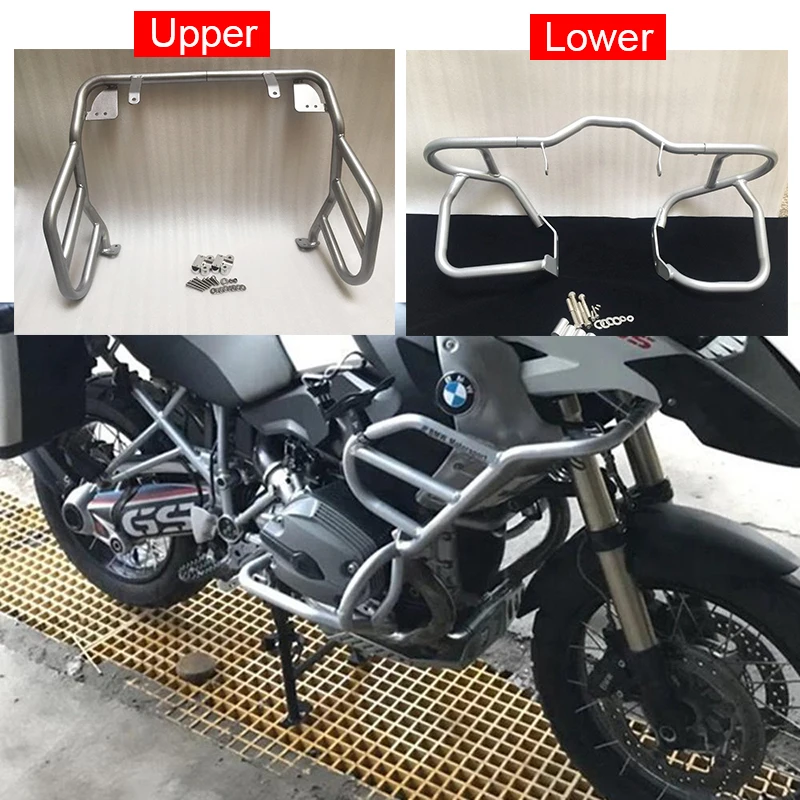 

R1200GS 2004-2012 Upper+Lower Engine Guard Highway Freeway Crash Bar Fuel Tank Protector for BMW R 1200 GS 04-12