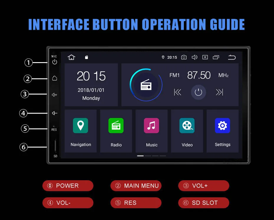 Perfect KANOR Quad Core RAM 2G ROM 16G 2 Din Android 8.1 Universal Car Audio Stereo Radio With GPS WiFi GPS Navigation Video Head Unit 18