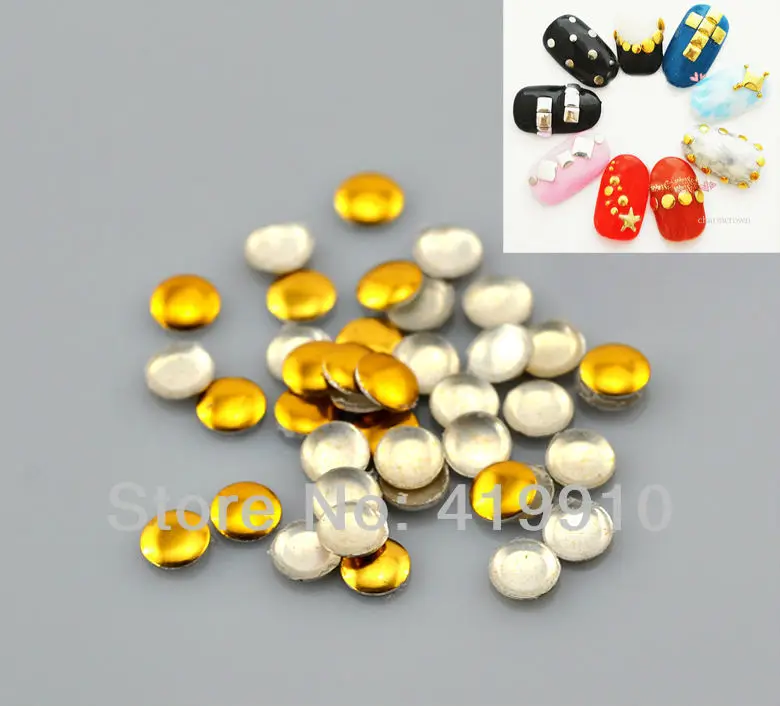 

Free Shipping 10000PCs Gold Plated Round Metal Nail Art Decoration Metallic Nail Studs Drop 3mm M00229