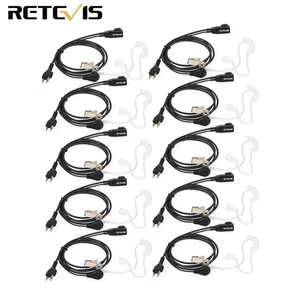 10pcs 2 Pin Covert Acoustic Tube PTT Earpiece for MIDLAND G6/G7 GXT550/650 LXT80/112 Walkie Talkie C9020A