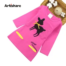Artishare/платья для девочек; весенние вечерние платья для девочек-подростков; детское платье с длинными рукавами и рисунком для девочек 6, 8, 10, 12 лет
