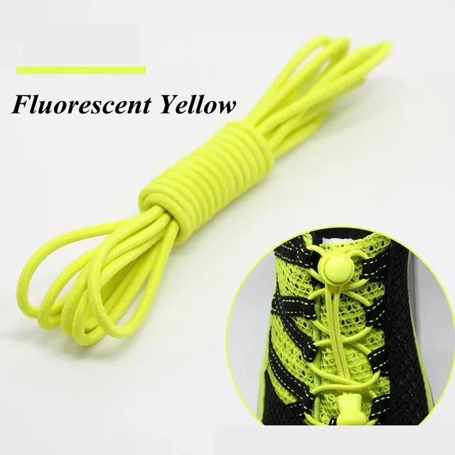 1 Pair Sports Elastic ShoeLaces No tie Shoe Laces Kids Adult Lazy Locking laces Shoe accessories lacets elastique chaussure Fluorescent yellow