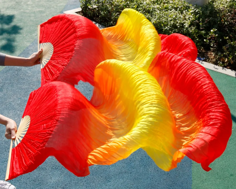 2017 female high quality Chinese silk veils dance fans Pair of belly