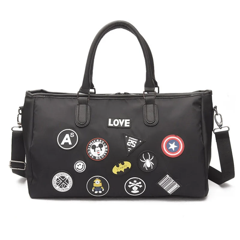 

Preppy Style Weekend Overnight Travel Bags Cartoon Women Travel Bag Female Oxford Waterproof Large Capacity Luggage Duffle Bag