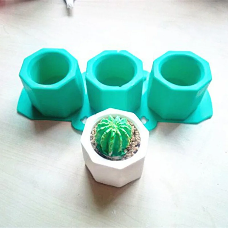 

3 Holes Pot Mold Casting Concrete Plaster Mold Ceramic Clay Craft Cactus Flower Concrete Molds Silicone Cup Mould Supplies