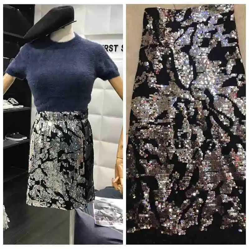 

LASUI New 1y =1 lot 9 colors sequin embroidery lace fabric design like a map brilliant diy for Dance/evening Dress fabric W0080