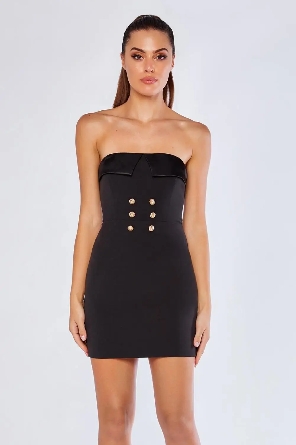 2019 Summer Sexy Off Shoulder Backless Slash Neck Sleeveless Solid Color Button Decoration Zipper Bodycon Mini Dress Women 9021 | Женская