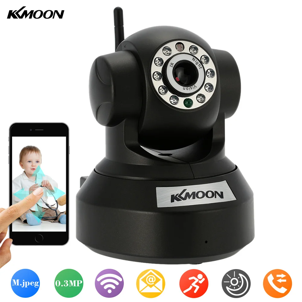  KKmoon Wireless Wifi IP Camera P2P IR-Cut Night Vision Audio Recording Network 0.3MP Onvif CCTV Security Camera Mini IP Camera 
