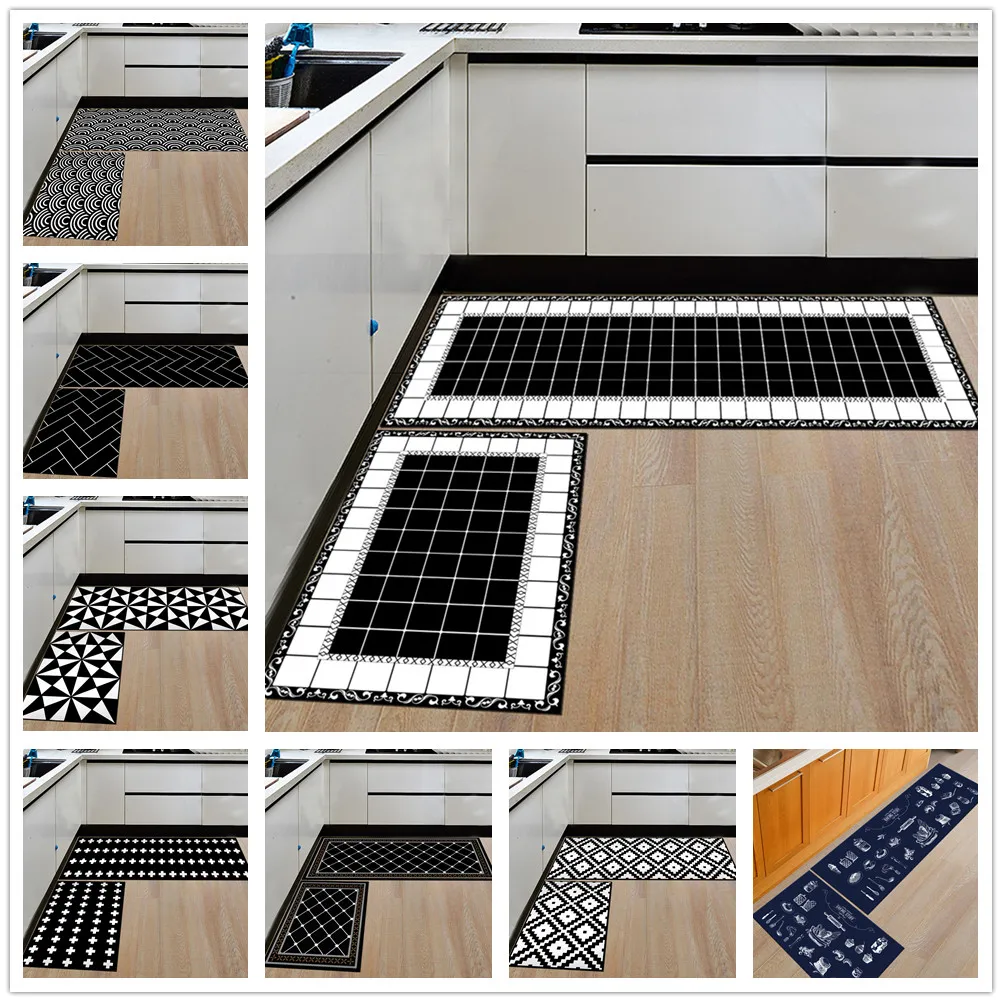 Modern Geometric Kitchen Mat Antiskid Bathroom Carpet Home Entrance