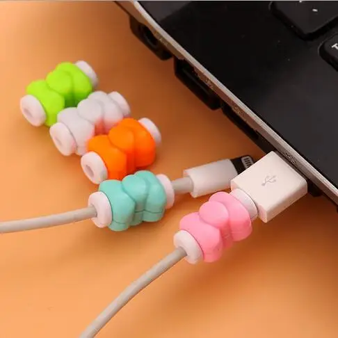 

Free Ship 30pcs Candy Color Bowknot Charging Data Line Data Cable Protection Sets Earphone Data Line Protector For iphone
