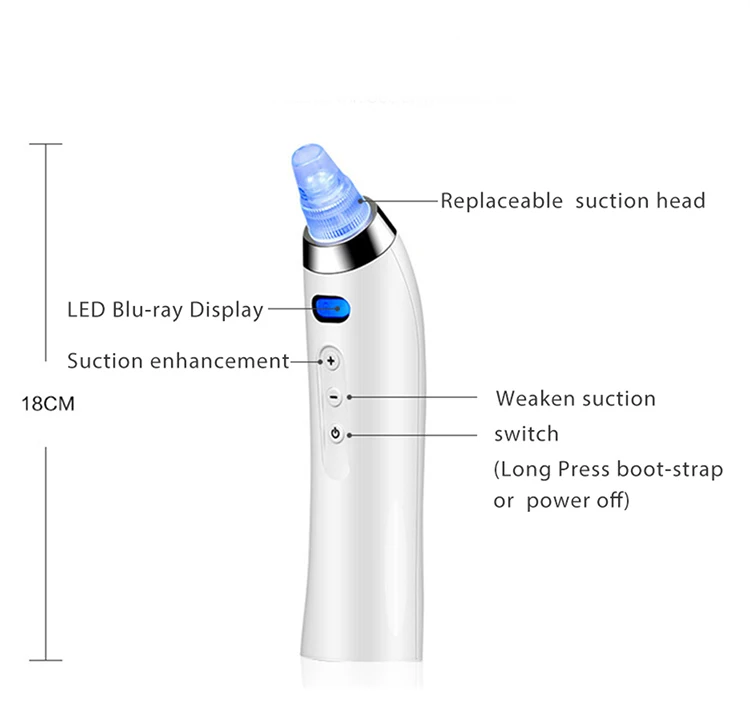 Removedor de Sucção a Vácuo para Aspirador de pó para Limpeza Facial Pore Cleaner Cravo Acne Pimple Remover Tool Pontos Pretos 10 Utensílios de cuidado facial