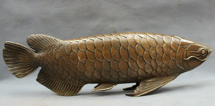 

song voge gem S5312 17" Folk Chinese Bronze Copper FengShui Wealth Fish Statue Animals Sculpture