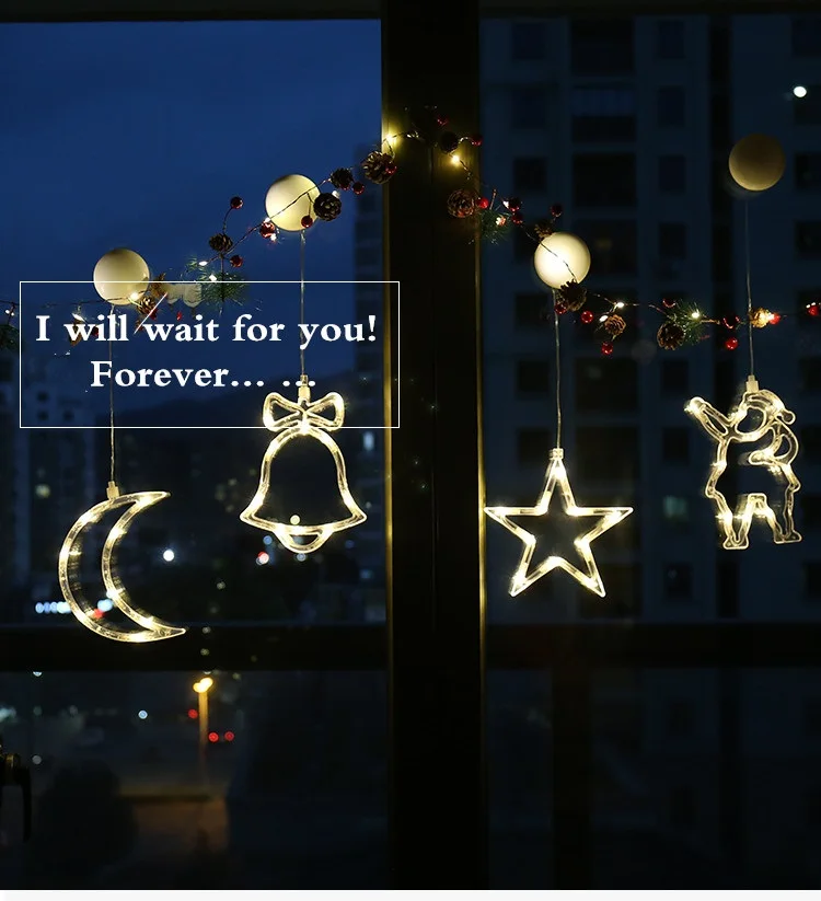 

JUNJUE 3PCS 3AAA suction pad led string battery light for window decoration Wedding Christmas celebration (warm white)