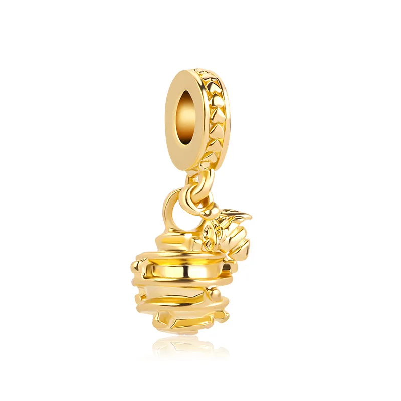 Новая оригинальная золотая бусина медовая пчела Любовь Подвеска-Шарм в виде сердца fit Pandora браслет ожерелье DIY женские ювелирные изделия брелок - Цвет: A994 HJ