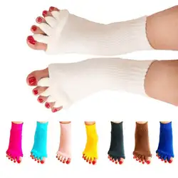 1 пара Массаж Пять Toe носки разделитель пальцев для пальцы ног Выравнивание боли носки для женщин антимозольный гель гвардии Педикюр Новый