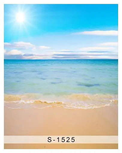 5x7ft Clouds Blue Sky Sea Sand Beach Custom Photo Studio Backdrop