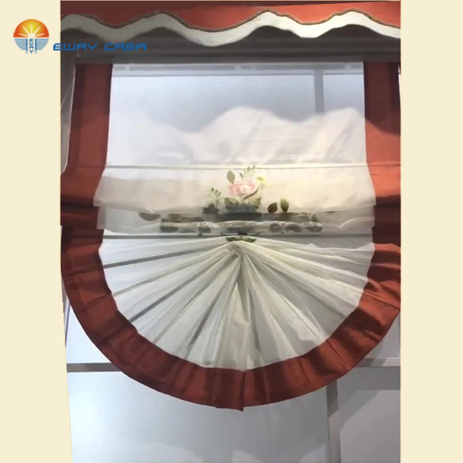 

EWAY CASA Embroidered Tulle Roman Shades Polyester Roman Blinds With Valance Semi-sheer Roman Shades for living room RC_ LD_849S
