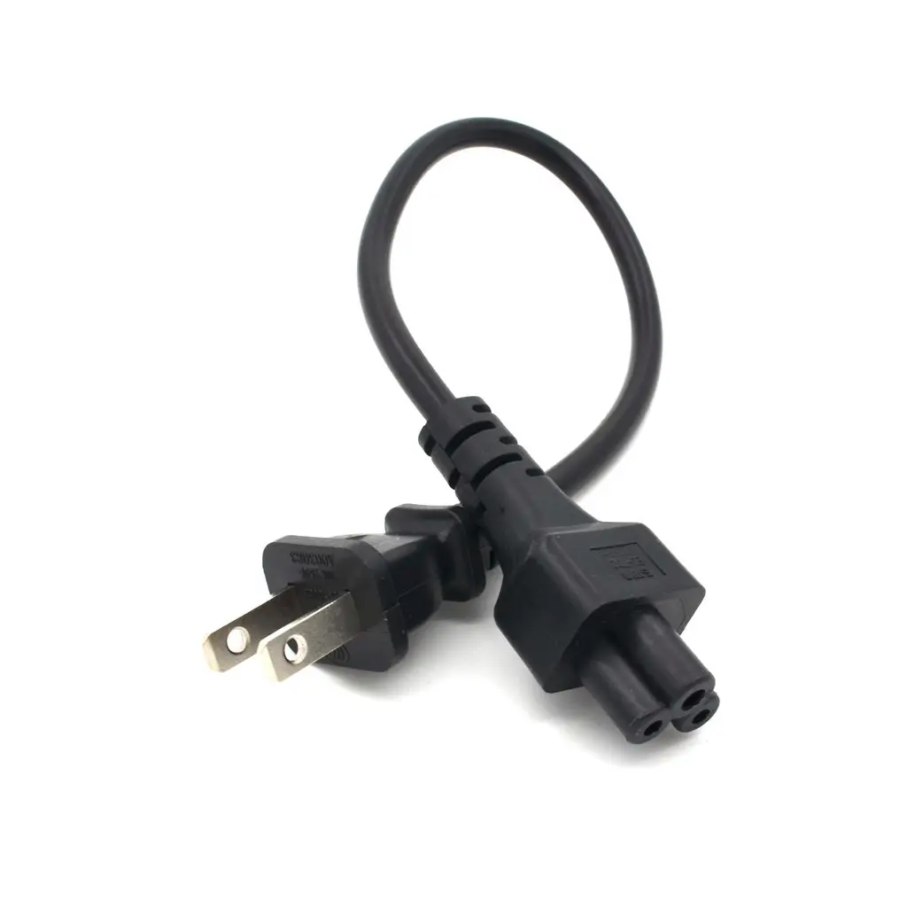 Short Travel Power Cord US 2Pin to IEC 320 C5 3pin Micky Cord fr Notebook 30CM