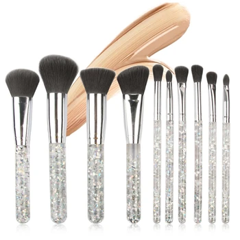 

10pcs Professional Makeup Brushes Set Flash Drilling Handle Eyeshadow Hight Light Flat Brush Concealer Power Blush drop shipping
