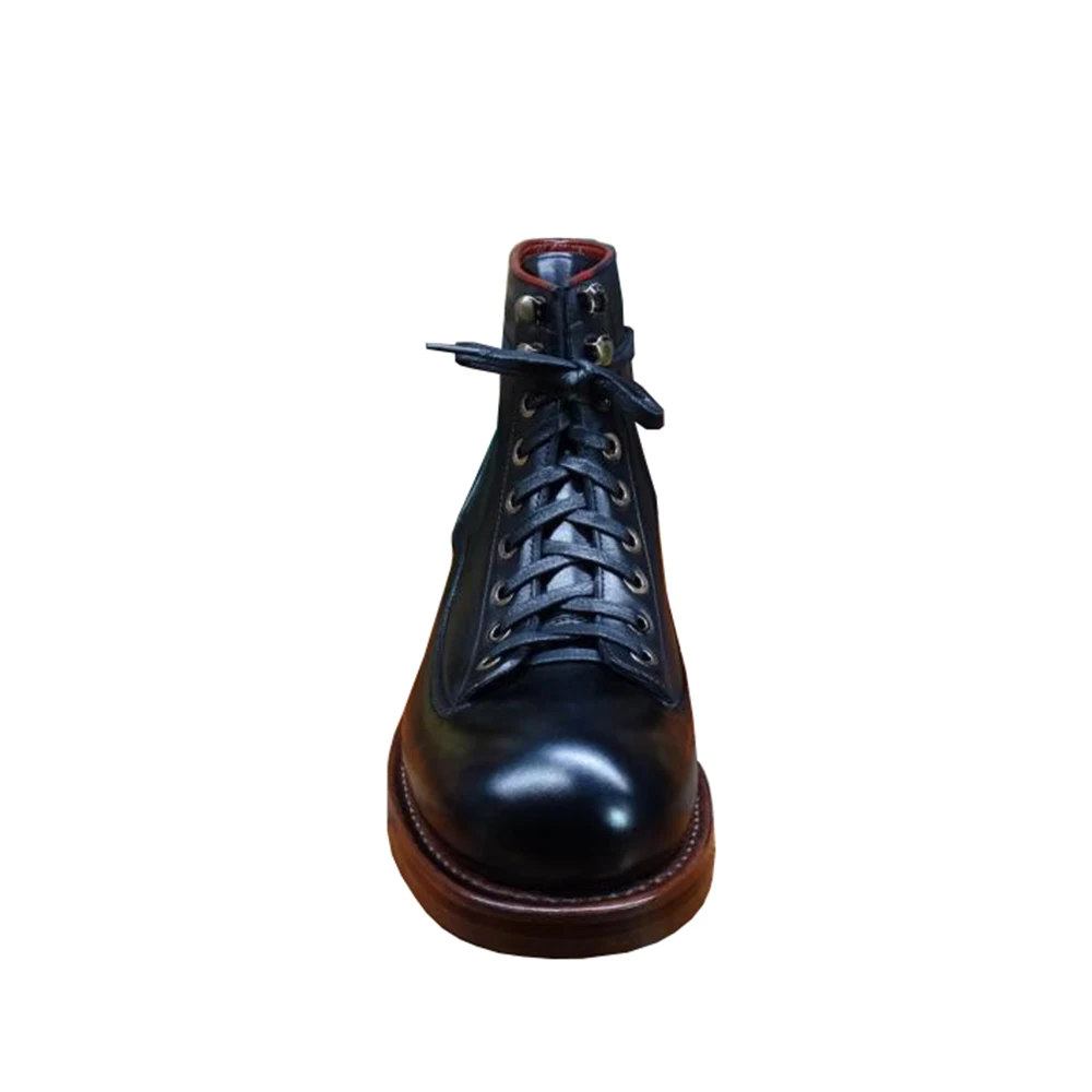 Couro Com De Sipriks Welted Preto Botas Luxo Borracha Dos Outsoled Homens Handmade Sapato 45 Militar Sapatas Vestido Italiano Goodyear w7qI7OB