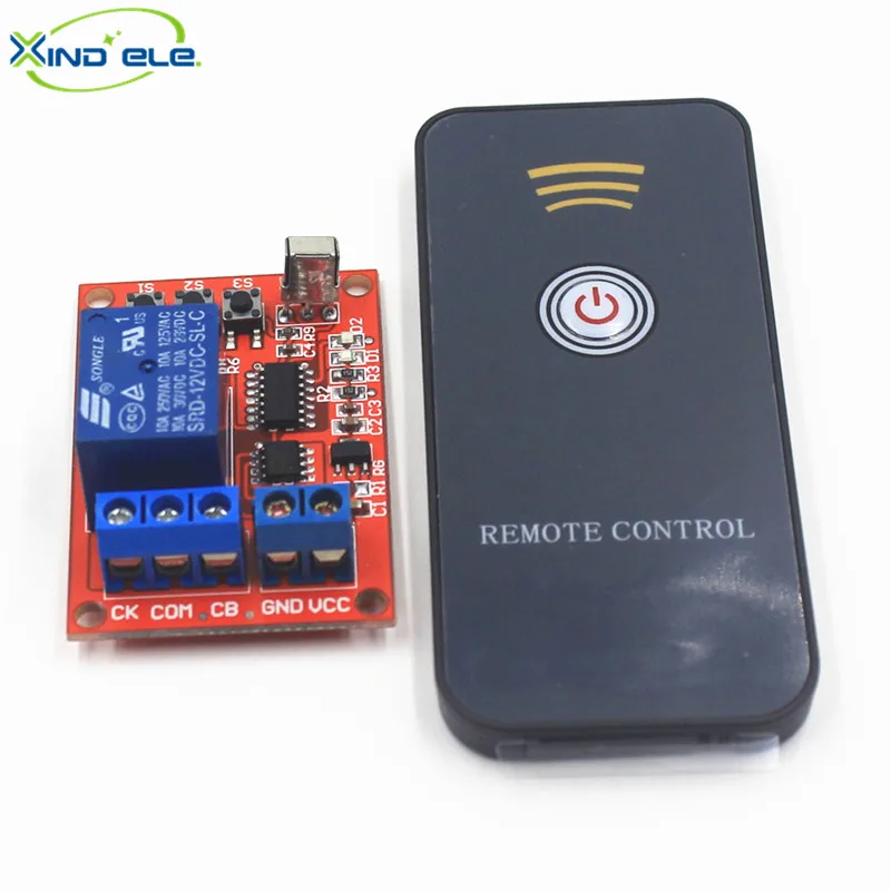 

XIND ELE IR 12V Remote Control Switch Learning Module 1 way Relay, 1-key Transmitter, Female plug connector DC wire IR12-1LM+PM1