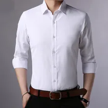 Мужская деловая одежда, формальные рубашки с длинными рукавами и отложным воротником, яркие цвета, шелковые дышащие однобортные рубашки, не нуждается в глажке