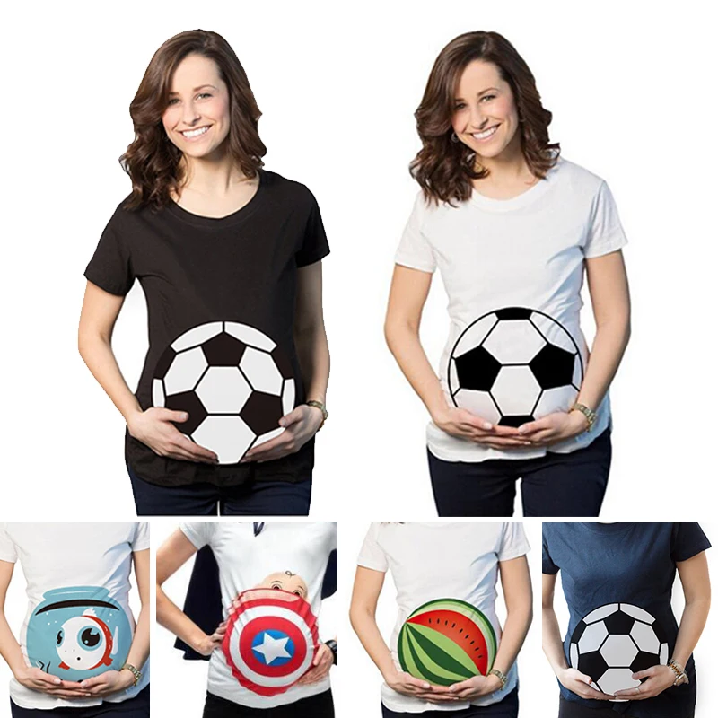 Maternity Short Sleeve T-Shirt Tops Tees Casual Pregnant Women T-Shirts Clothing Pregnancy Clothes Plus Size for Photo Shoot