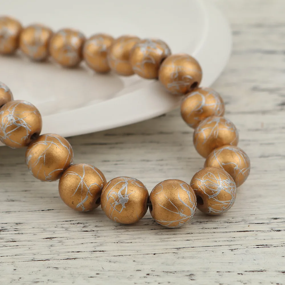 

Doreen Box Wood Spacer Beads Round Golden Drawbench About 15mm( 5/8") Dia. - 14mm( 4/8") Dia.,1 Strand (Approx 34 PCs/Strand)