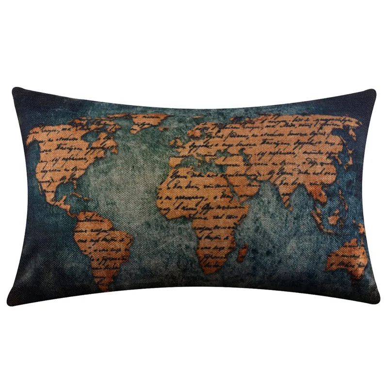

world map Linen Square Throw Flax Pillow Case Decorative Cushion Pillow Cover Funda Cojin Housse de coussin L530