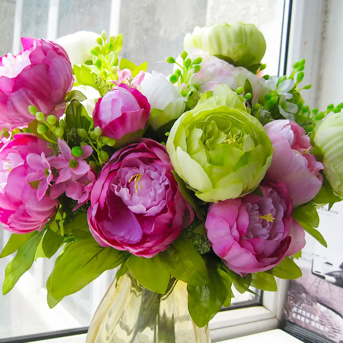 Fake Flower European Style 1 Bouquet 7 Heads Silk Artificial Flowers