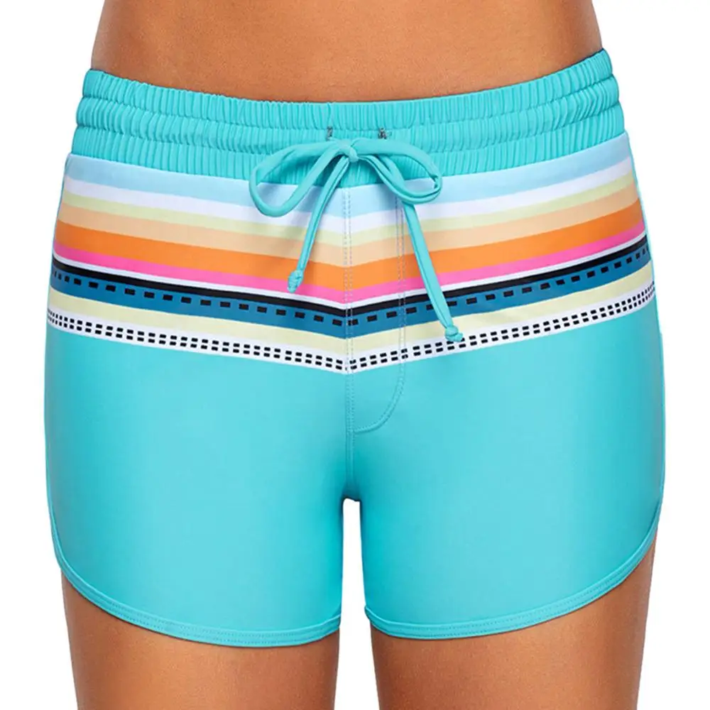 

Women Printed Swimsuit Shorts Tankini High Waist Swim Briefs Plus Size Lace up Bottom Boardshort Swimming Short For Ladies 2019