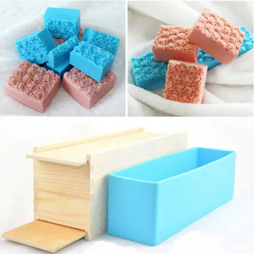 

Grainrain Rose Silicone Mold With Wooden Box Soap Making DIY handmade Craft Tools