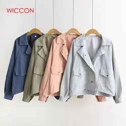 WICCON 2019 весна осень Новая женская куртка свободный рукав летучая мышь Повседневная консервативный стиль однотонная куртка пальто Модная