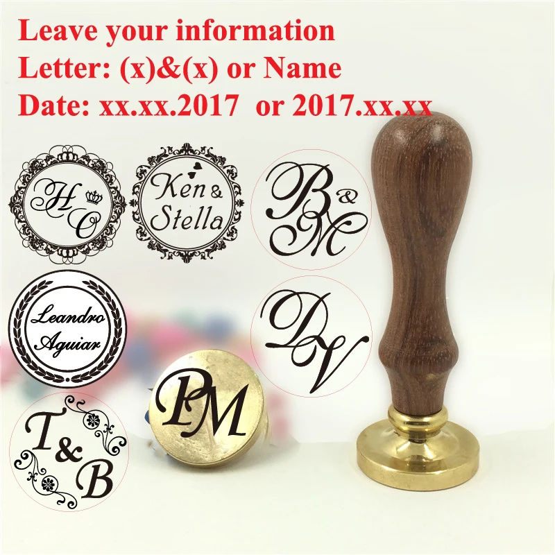 Custom Name Wedding Wax Stamp Initial stamp wood handle,DIY Ancient