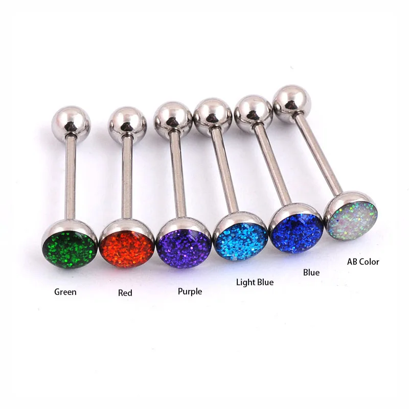 Oil Drop 1pc fashion Shinning tongue ring stud stainless steel man woman fashion jewelry silver Color tongue piercing jewelry - Image 3