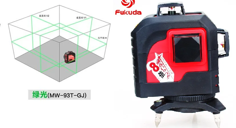 Fukuda 3D green line laser level 12 lines leveler MW-93T-GJ | Инструменты
