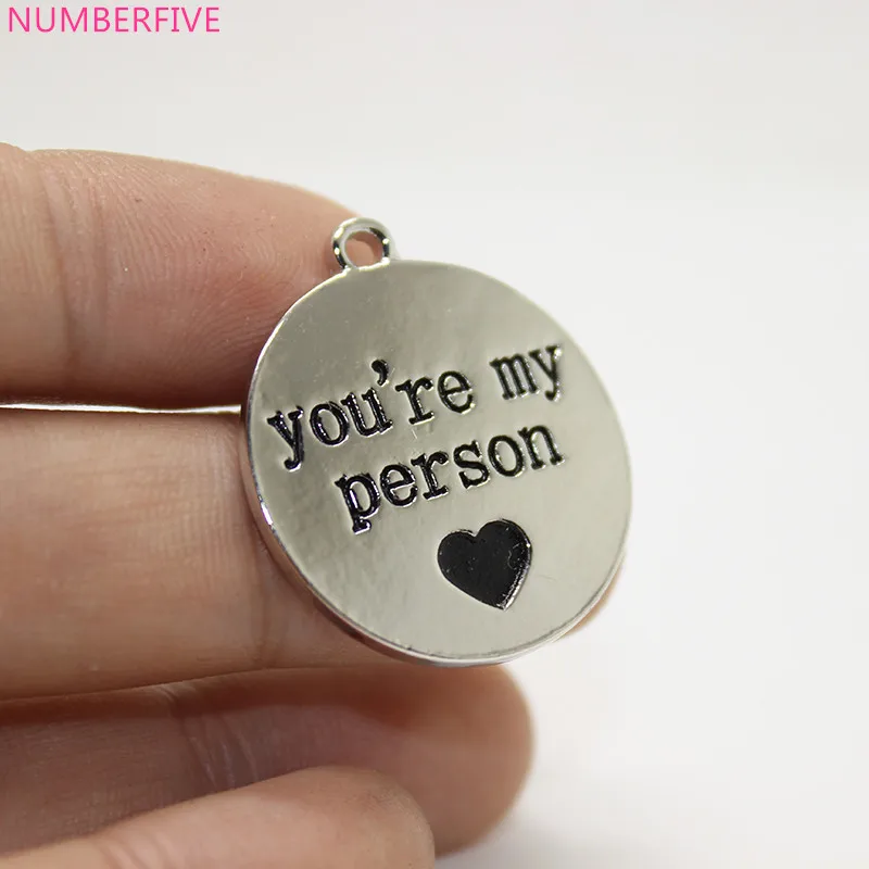 Buy 6pcs/ you're my person charm Alloy plating white k
