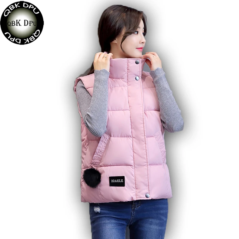 

QPUDPK Winter Short Vest Coat Women 2018 Autumn New Plus Size Cotton Padded Casual Waistcoat For Ladies Outwear Female Vest Coat