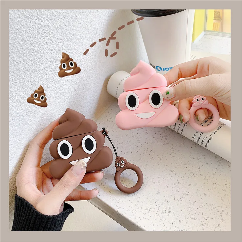 

INS 3D Cute Cartoon Funny Emoji For Apple Airpods 1 2 Bluetooth Wireless Earphone Case Silicone Headphone Finger Ring Straps