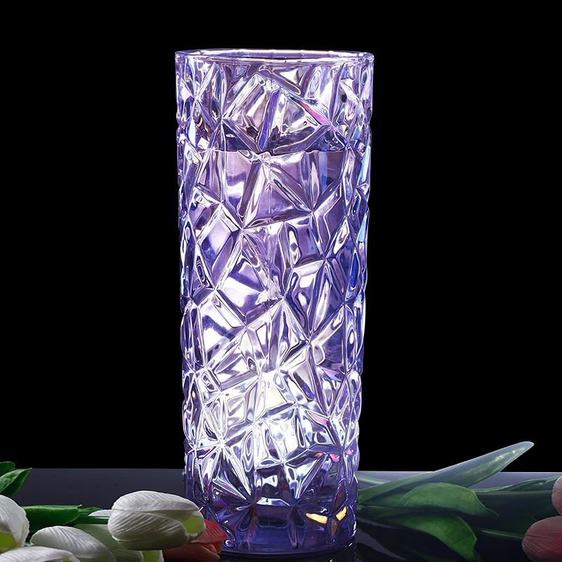 Purple Cut Glass Flower Vase Ornamental Quartz Crystal Pitcher Vase Craft Accessories Furnishing